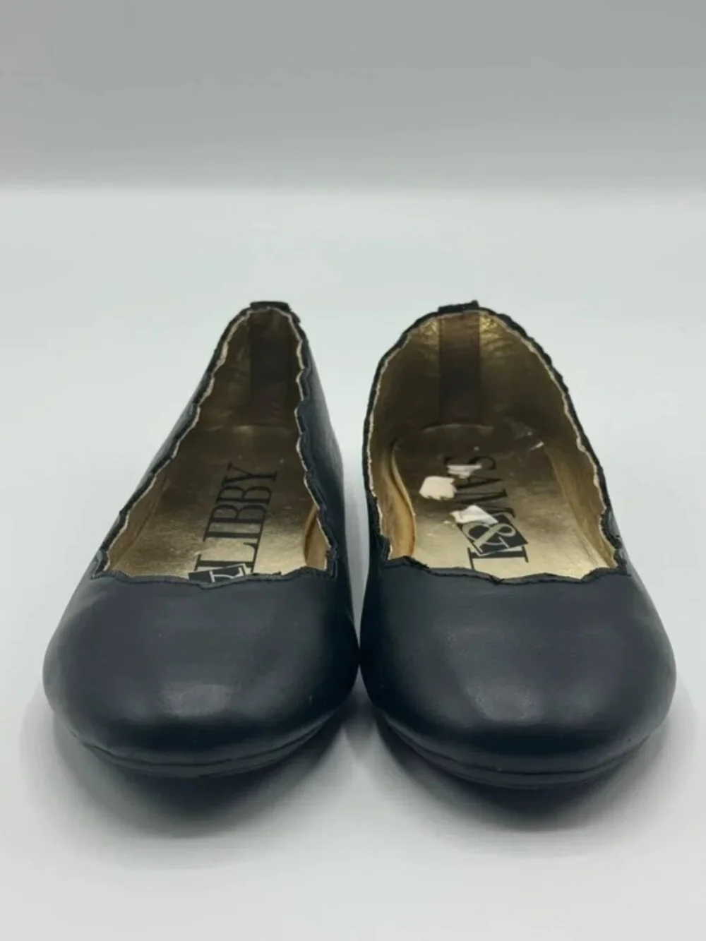 Sam & Libby Ballet Flats Girls Sz 13 Candice Black Scalloped